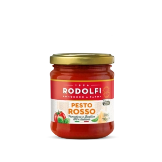 Pesto Rosso con basilico e Parmigiano Reggiano Rodolfi Vaso sklo - Červené pesto s bazalkou a Parmezánem